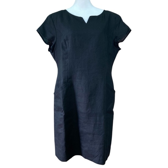 Talbots Black Irish Linen Shift Dress with Pockets Lined (Size 16P) - Picture 1 of 15